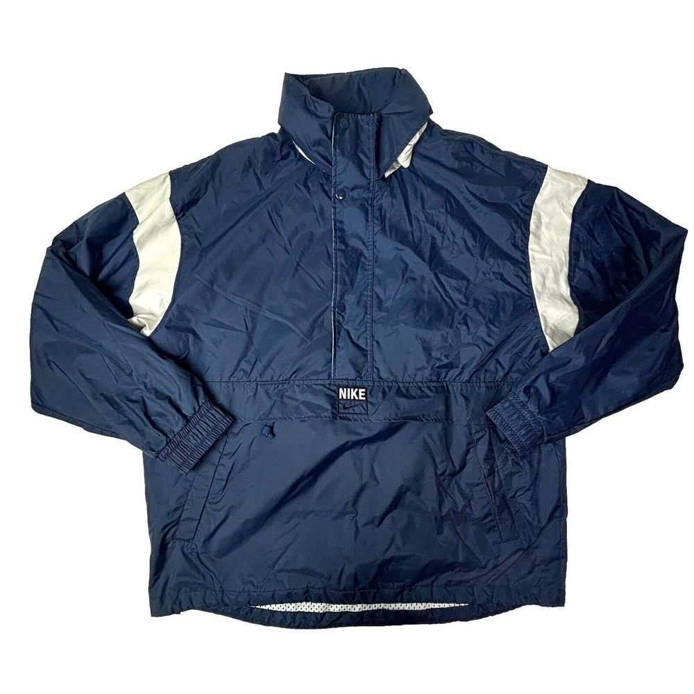 Vintage Nike Half Zip Pullover Windbreaker Convert Hood Large Sports Classic EUC